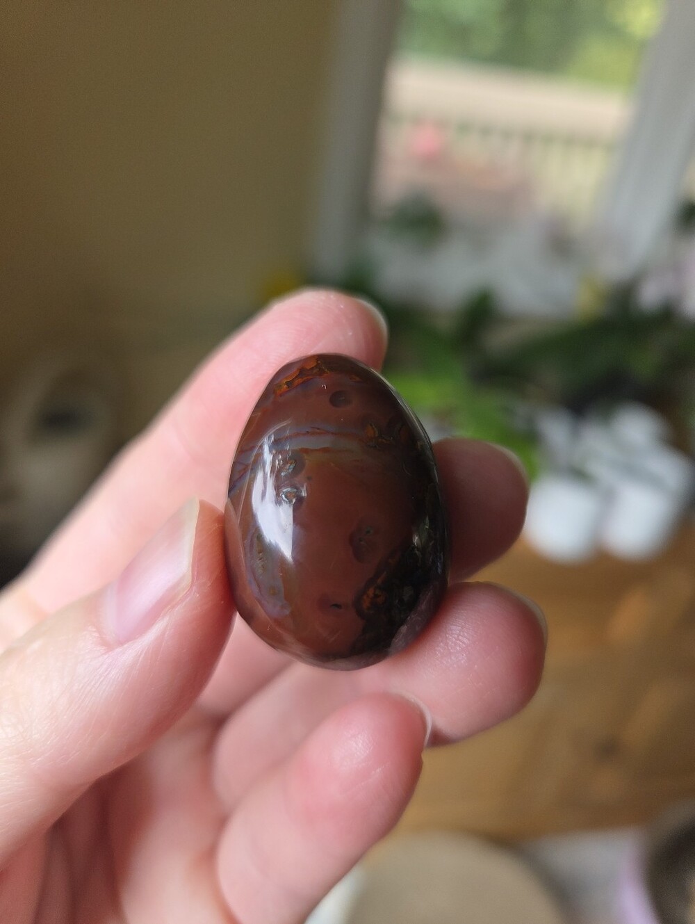 Polished Warring States Agate Fighting Blood Agate Palm Stone 19g